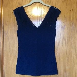 Express navy blue lacey tank. Great condition!